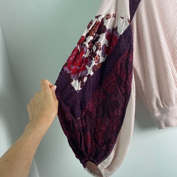 Free People Casual Clash Balloon Sleeve Thermal Top XS - Picture 7 of 8